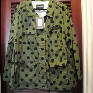 NWT Who What Wear 4X Green Black Polka Dot Jacket